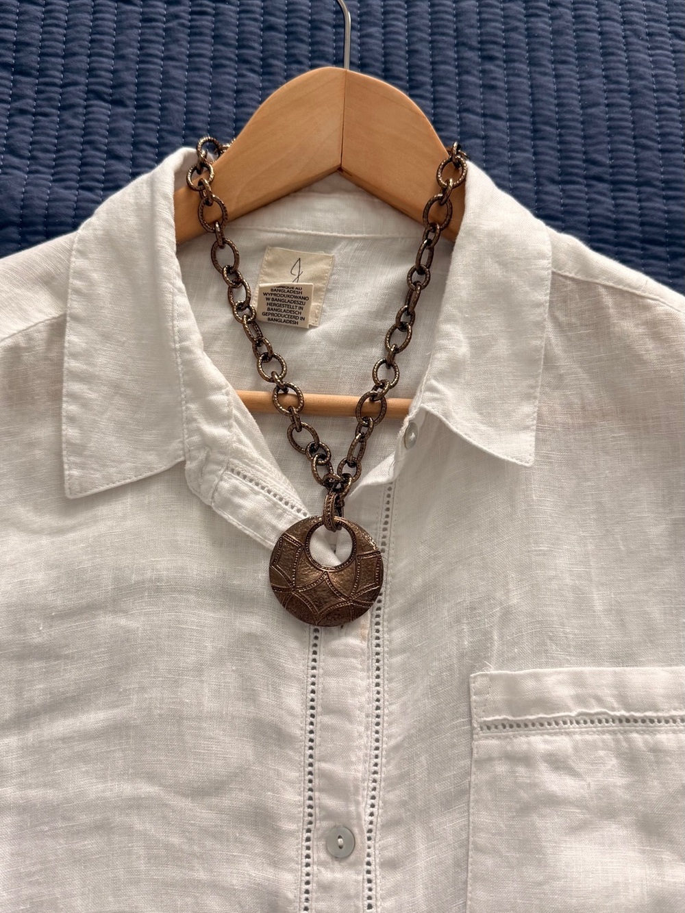 Vintage Bronzallure bronze rolo pendant necklace